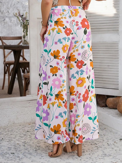 Devine Drawstring Printed Wide Leg Pants - Roe Creation