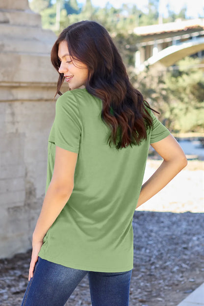 Basic Bae Bamboo Full Size V-Neck Short Sleeve T-Shirt - Roe Creation