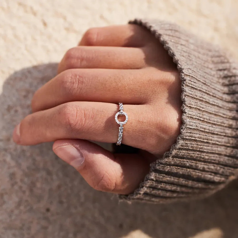 Inlaid Zircon 925 Sterling Silver Ring - Roe Creation