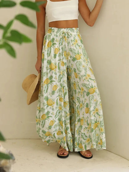 Printed Wide Leg Pants - Roe Creation