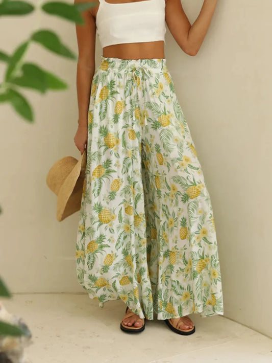 Printed Wide Leg Pants - Roe Creation