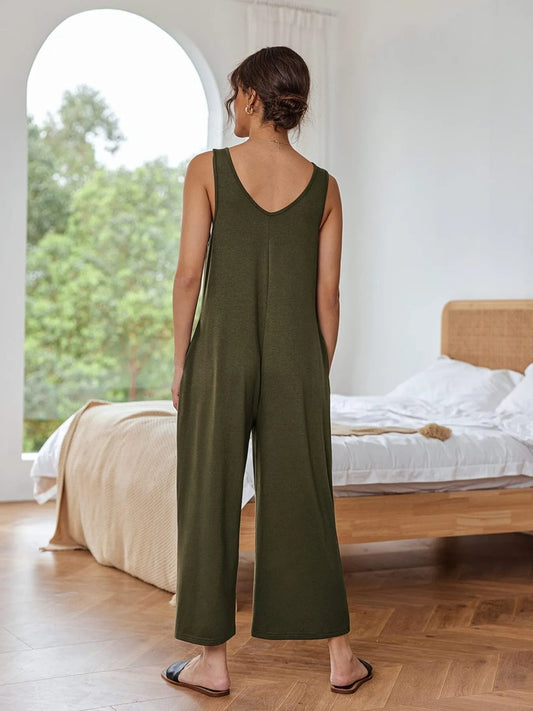 Sleeveless Wide Leg Casual Jumpsuit - Roe Creation