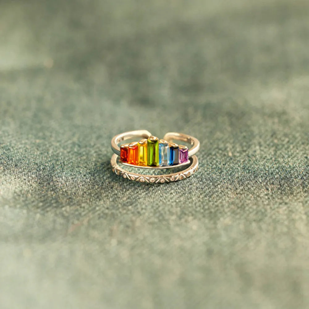 Zircon 925 Sterling Silver Double-Layered Ring - Roe Creation