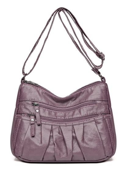 PU Leather Ruched Adjustable Strap Shoulder Bag - Roe Creation