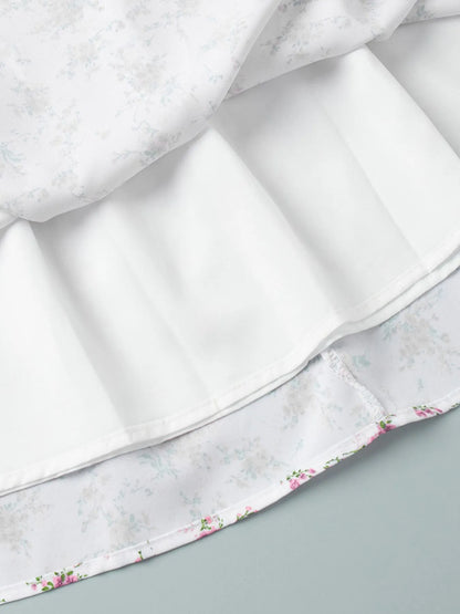 Floral Print Balloon Sleeve Dress - Roe Creation