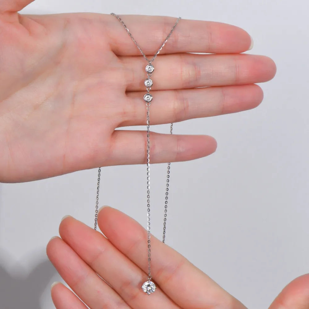 1.3 Carat Moissanite 925 Sterling Silver Drop Necklace - Roe Creation