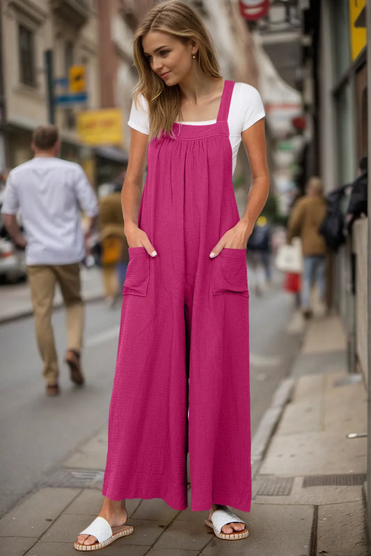 Double Take Full Size Wide Leg Overalls with Pockets - Roe Creation