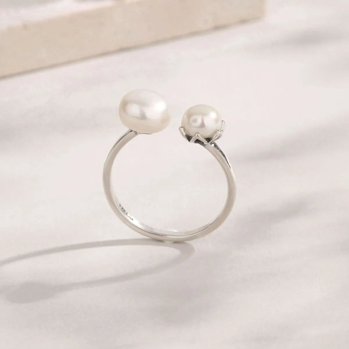 Pearl 925 Sterling Silver Open Ring - Roe Creation