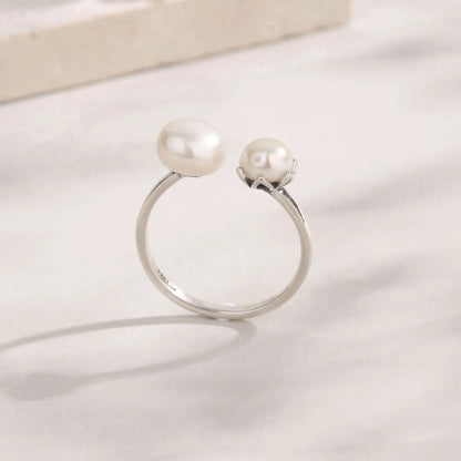 Pearl 925 Sterling Silver Open Ring - Roe Creation