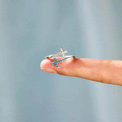 Zircon 925 Sterling Silver Double Cross Bypass Ring - Roe Creation