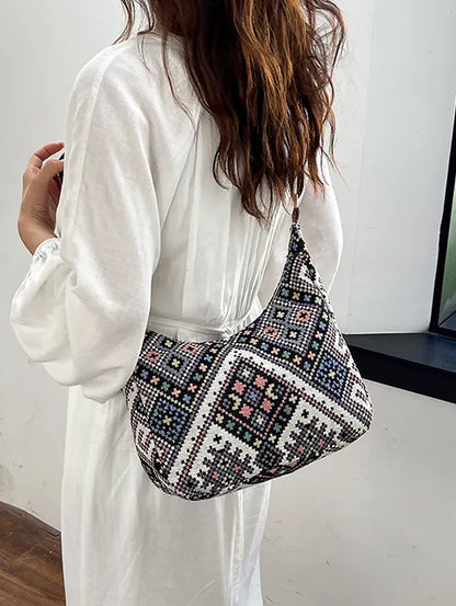 Ethnic Pattern Crossbody Bag with Adjustable Strap - Roe Creation
