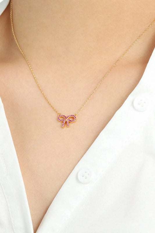 925 Sterling Silver Bow Necklace - Roe Creation
