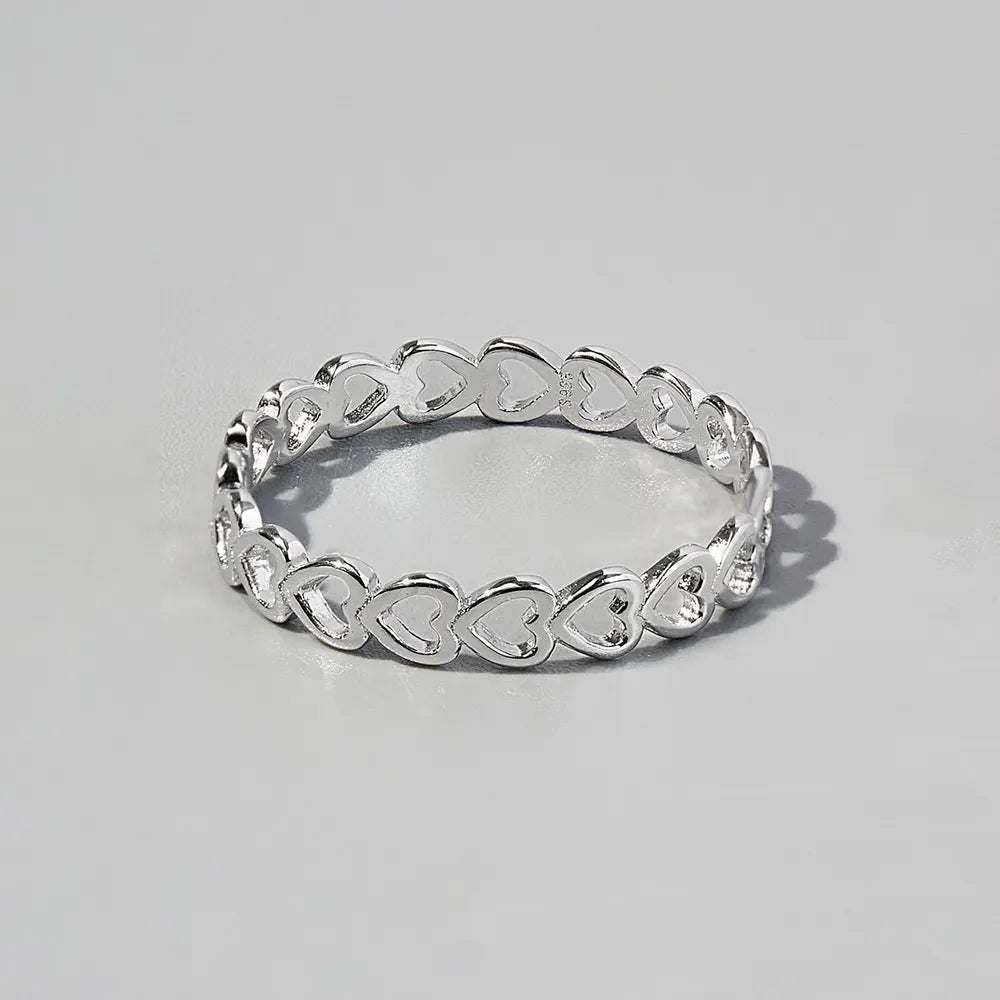 925 Sterling Silver Heart Link Ring - Roe Creation