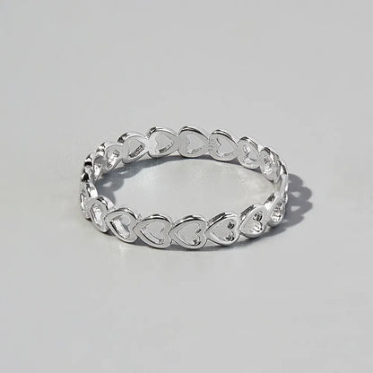 925 Sterling Silver Heart Link Ring - Roe Creation