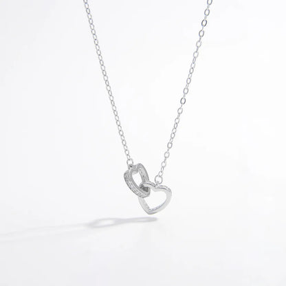 925 Sterling Silver Inlaid Zircon Heart Necklace - Roe Creation