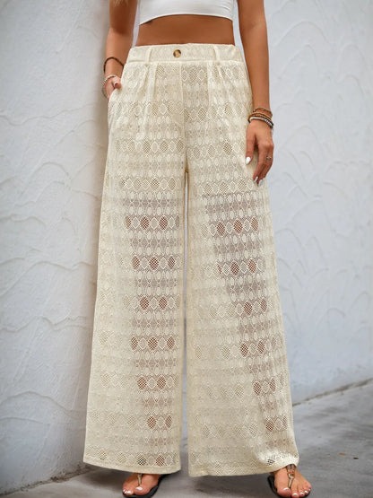 Decorative Button Wide Leg Pants - Roe Creation
