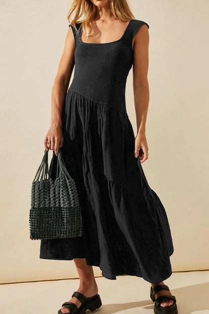 Square Neck Wide Strap Dress - Roe Creation