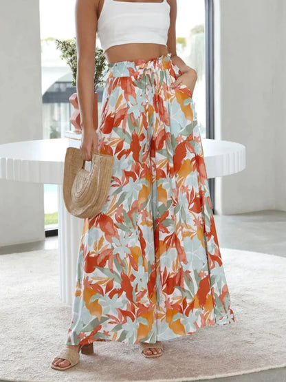 Printed Wide Leg Pants - Roe Creation
