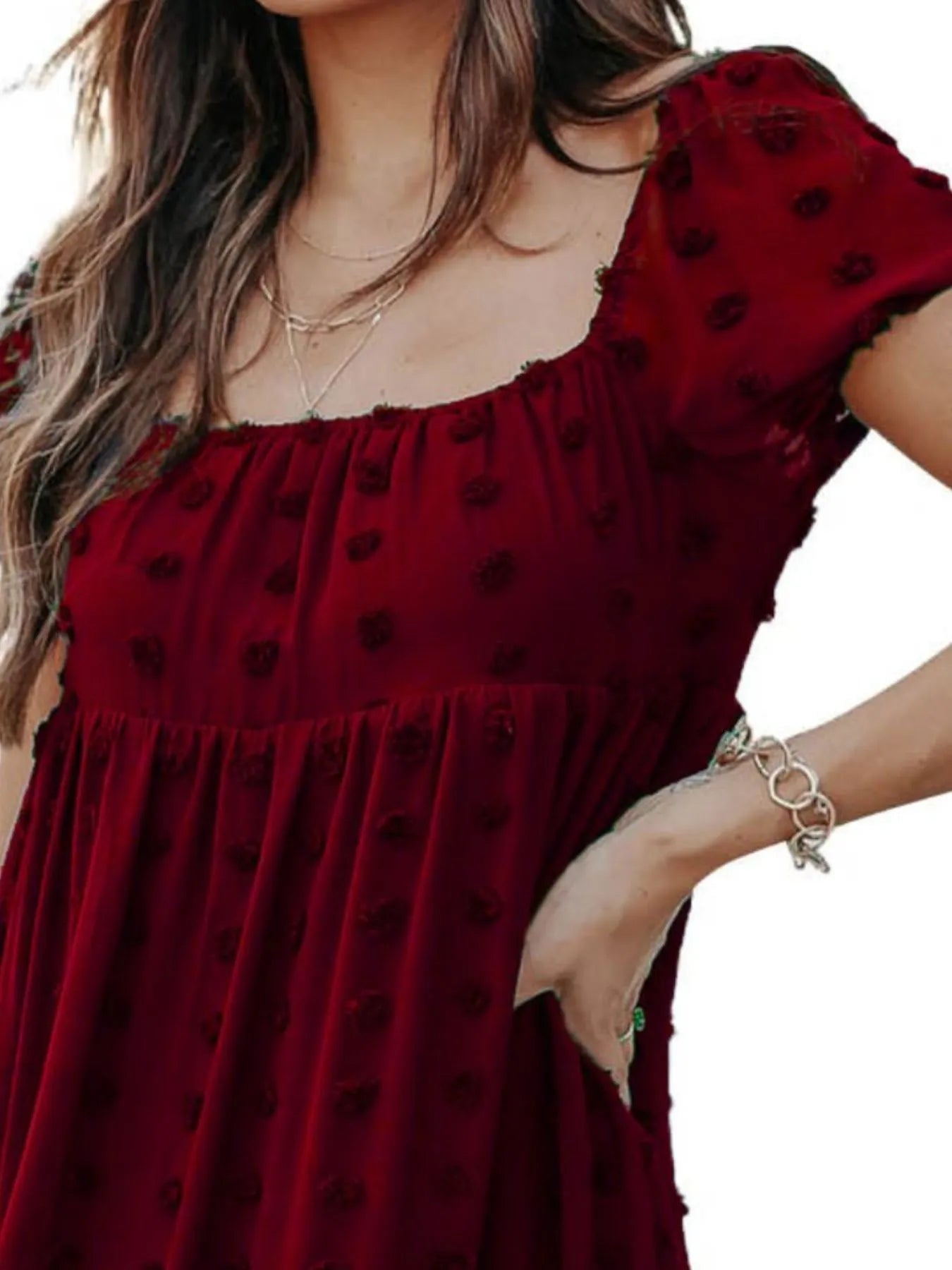 Swiss Dot Square Neck Mini Dress - Roe Creation