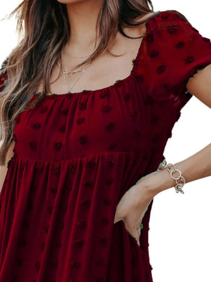 Swiss Dot Square Neck Mini Dress - Roe Creation