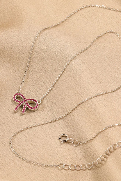925 Sterling Silver Bow Necklace - Roe Creation