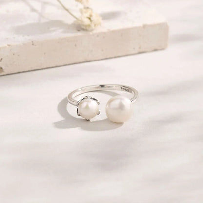 Pearl 925 Sterling Silver Open Ring - Roe Creation