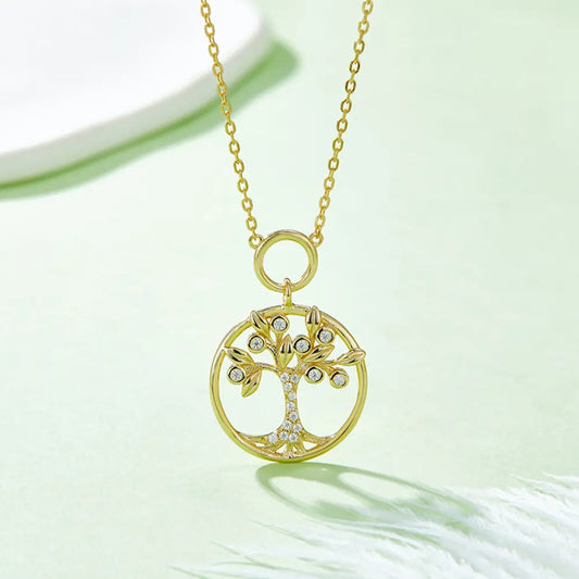 Moissanite 925 Sterling Silver Tree Of Life Pendant Necklace - Roe Creation