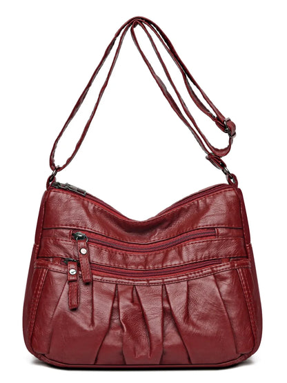 PU Leather Ruched Adjustable Strap Shoulder Bag - Roe Creation