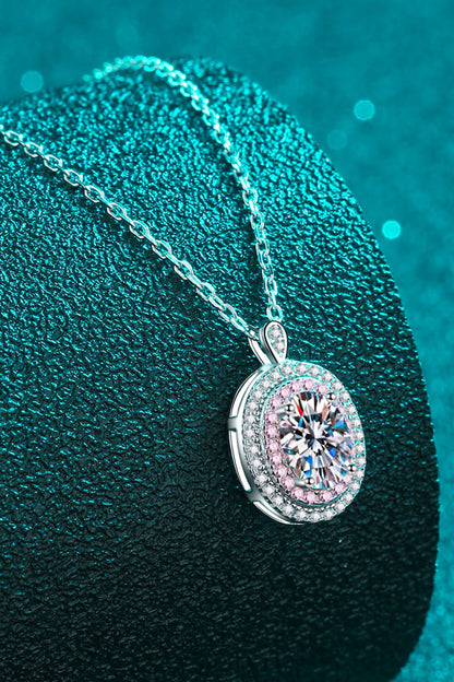 Adored 925 Sterling Silver Rhodium-Plated 1 Carat Moissanite Pendant Necklace - Roe Creation