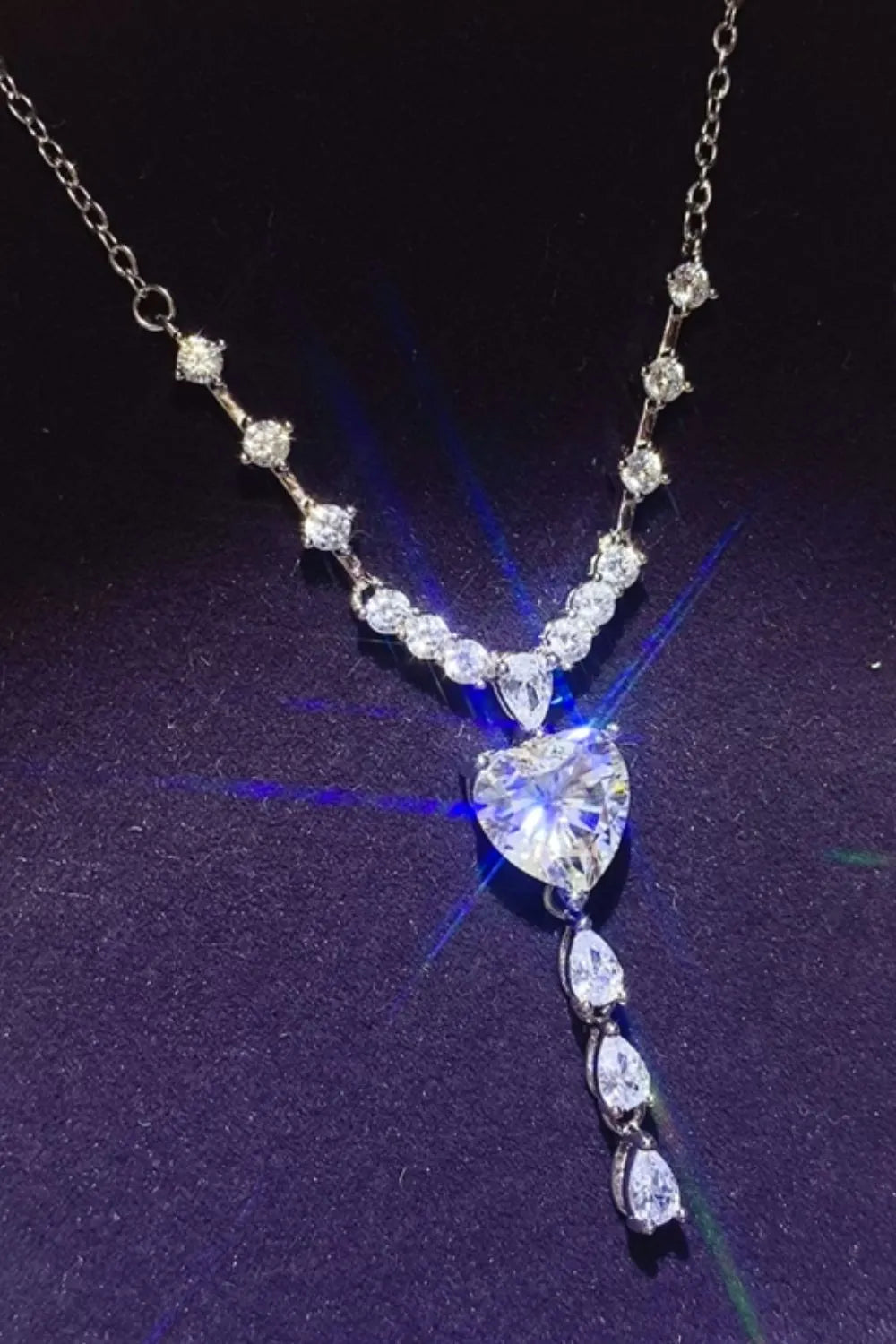 3 Carat Moissanite 925 Sterling Silver Drop Necklace - Roe Creation