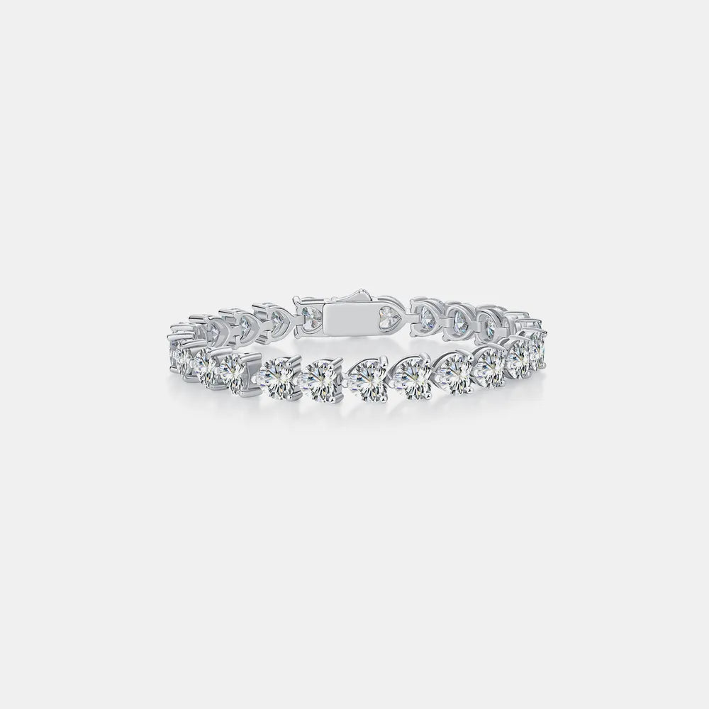24 Carat Moissanite 925 Sterling Silver Heart Bracelet - Roe Creation