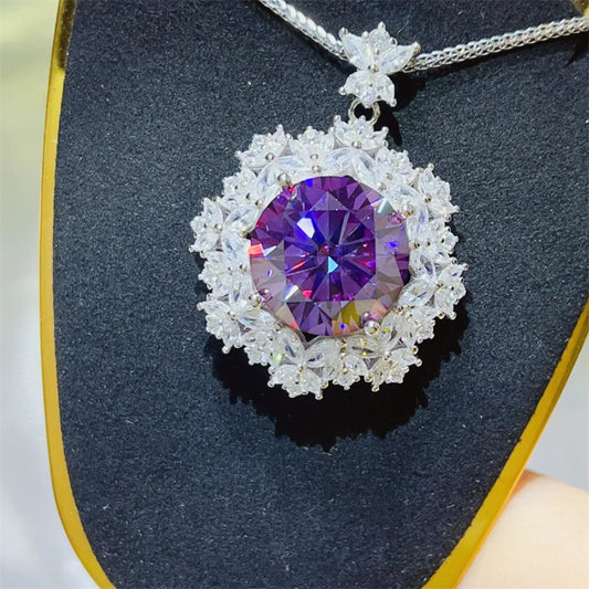 10 Carat Moissanite 925 Sterling Silver Necklace - Roe Creation