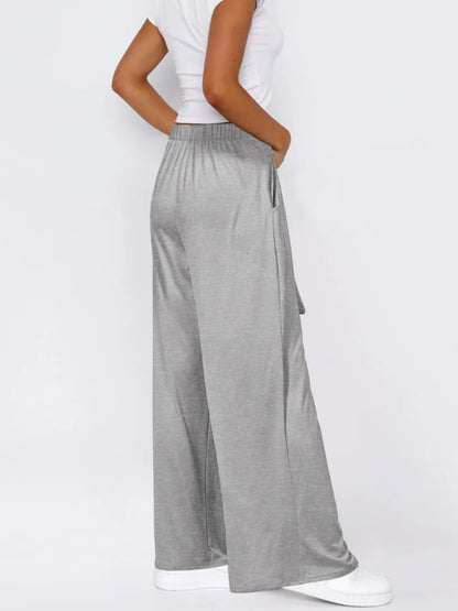 Tied Wide Leg Pants with Pockets - Roe Creation