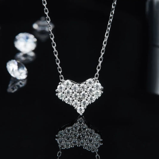 Moissanite 925 Sterling Silver Heart Necklace - Roe Creation