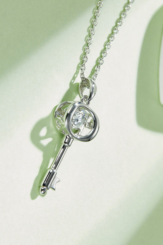 Adored Moissanite Key Pendant Necklace - Roe Creation