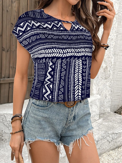 Boho Ethnic Short Sleeve Blouse - Roe Creation