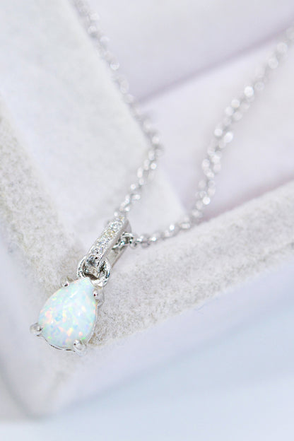 Opal Pendant 925 Sterling Silver Chain-Link Necklace - Roe Creation