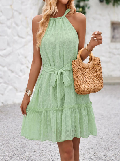 Tied Frill Sleeveless Mini Cami Dress - Roe Creation