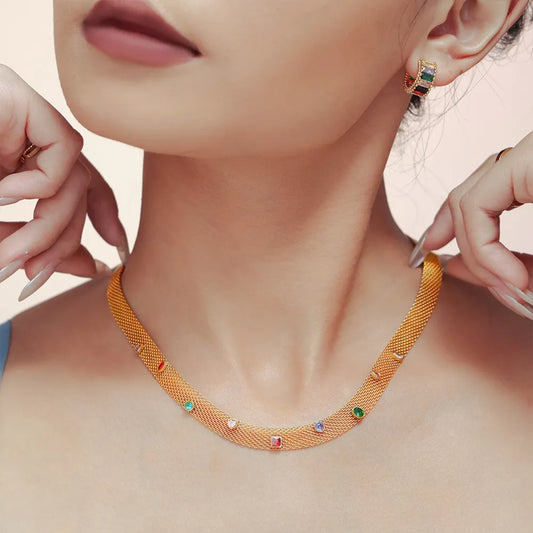 Titanium Steel Zircon Necklace - Roe Creation