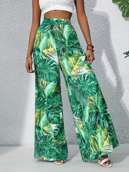 Printed High Waist Wide Leg Pants - Roe Creation