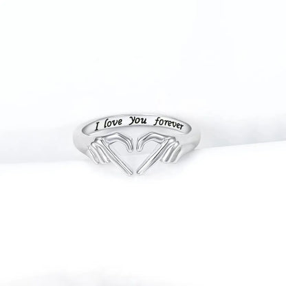 Hand Heart Shape 925 Sterling Silver Open Ring - Roe Creation
