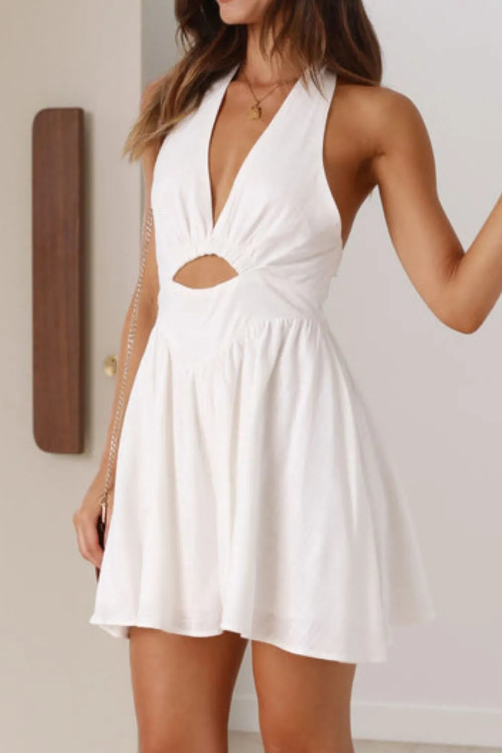 Cutout Halter Neck Mini Dress - Roe Creation
