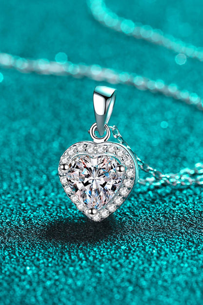 1 Carat Moissanite Heart Pendant Chain Necklace - Roe Creation