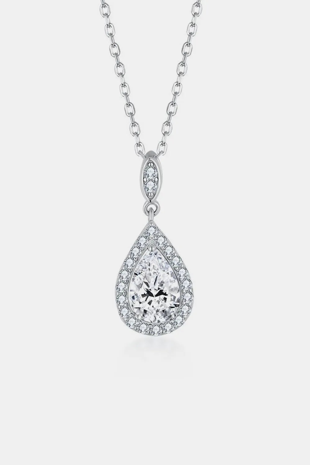 1.5 Carat Moissanite 925 Sterling Silver Teardrop Necklace - Roe Creation