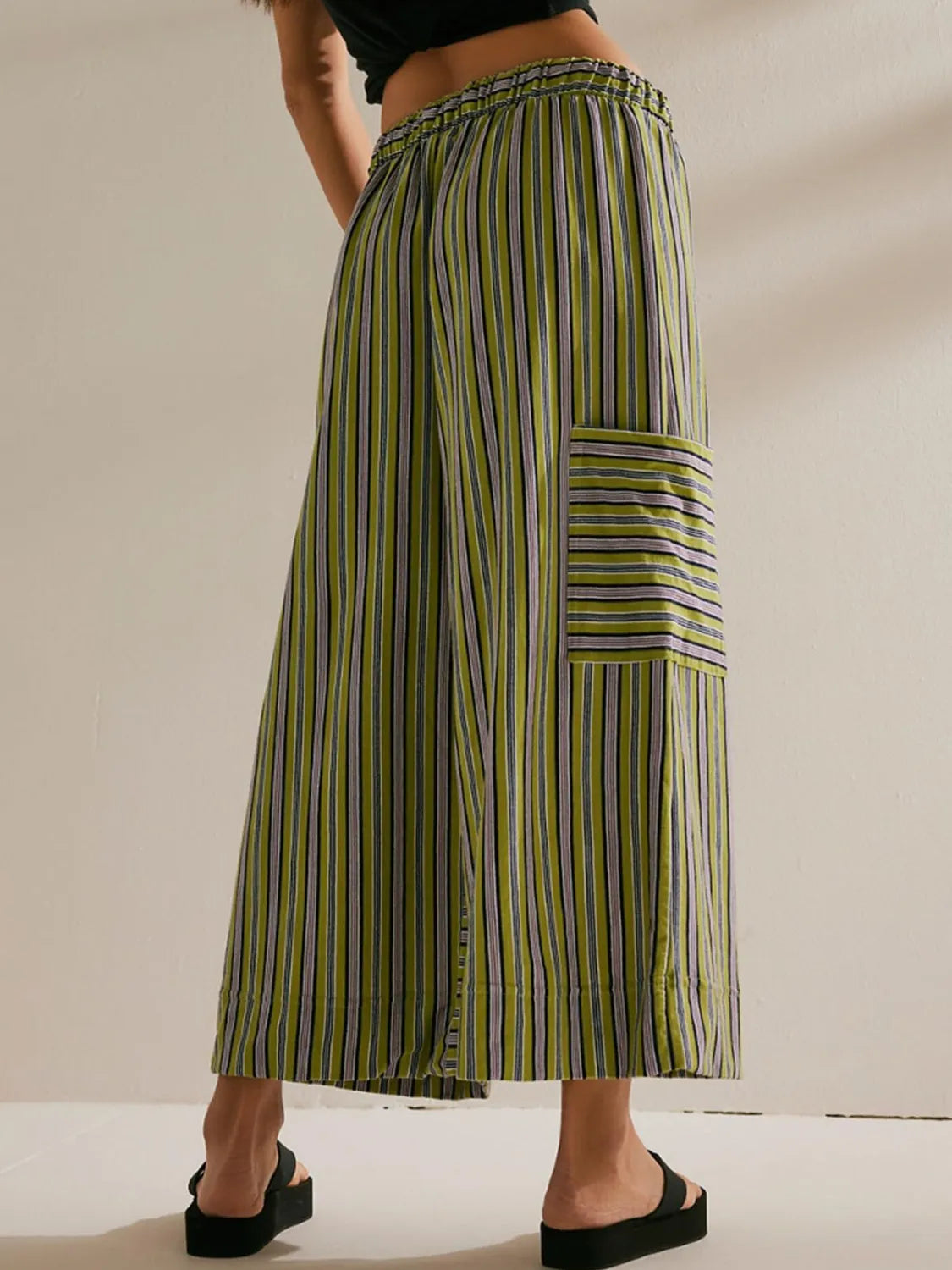 Contrast Striped Wide leg Pants - Roe Creation
