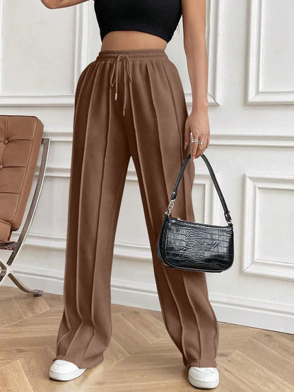 Drawstring Elastic Waist Pants with Pockets - Roe Creation