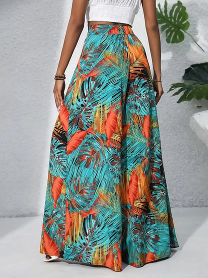 Printed High Waist Wide Leg Pants - Roe Creation