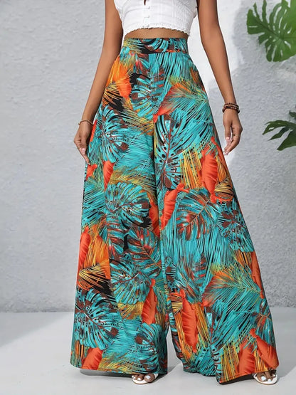 Printed High Waist Wide Leg Pants - Roe Creation