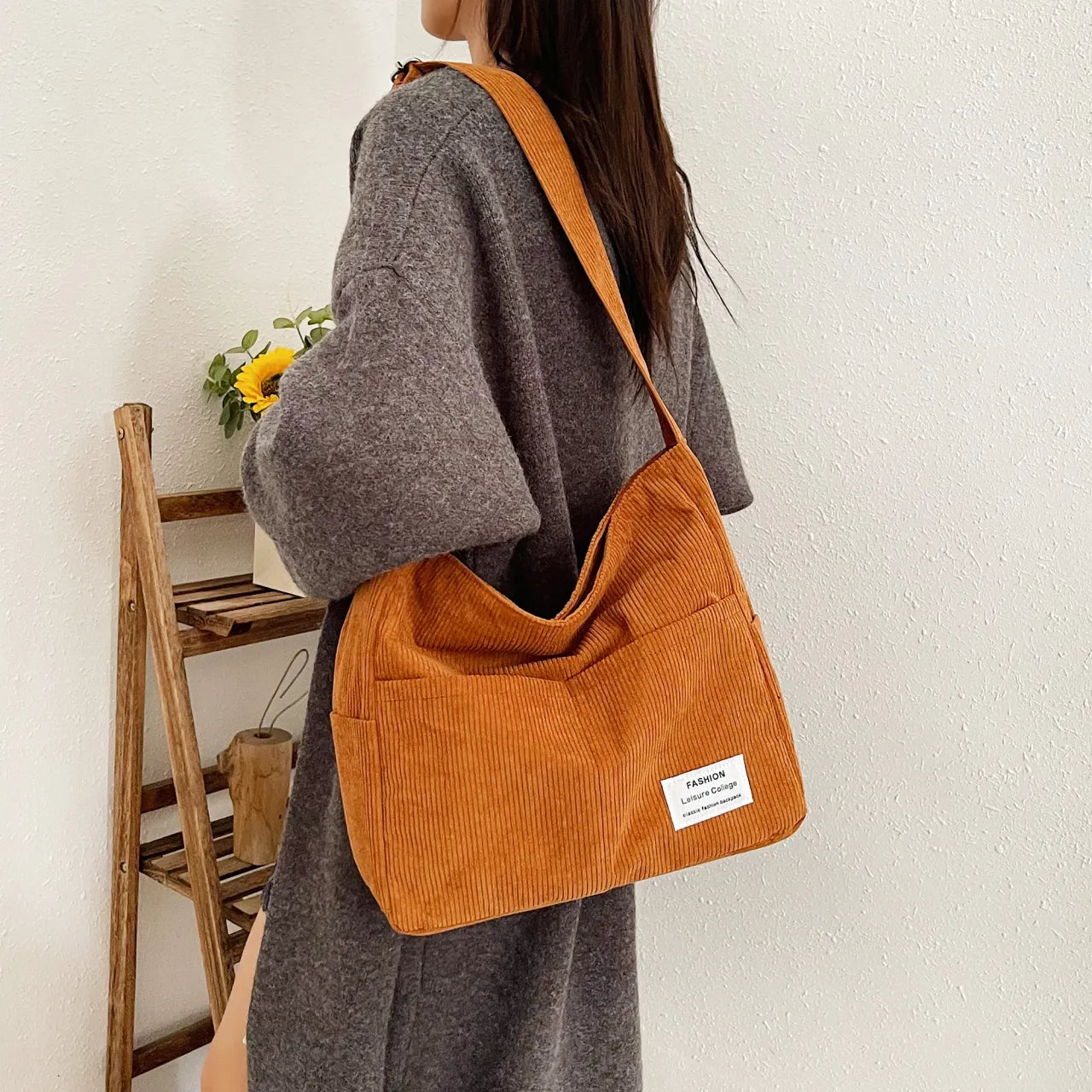 Corduroy Crossbody Messenger Bag - Roe Creation