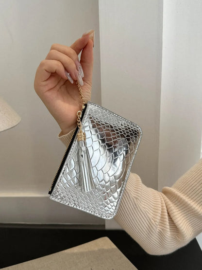 PU Leather Tassel Trim Card Case - Roe Creation